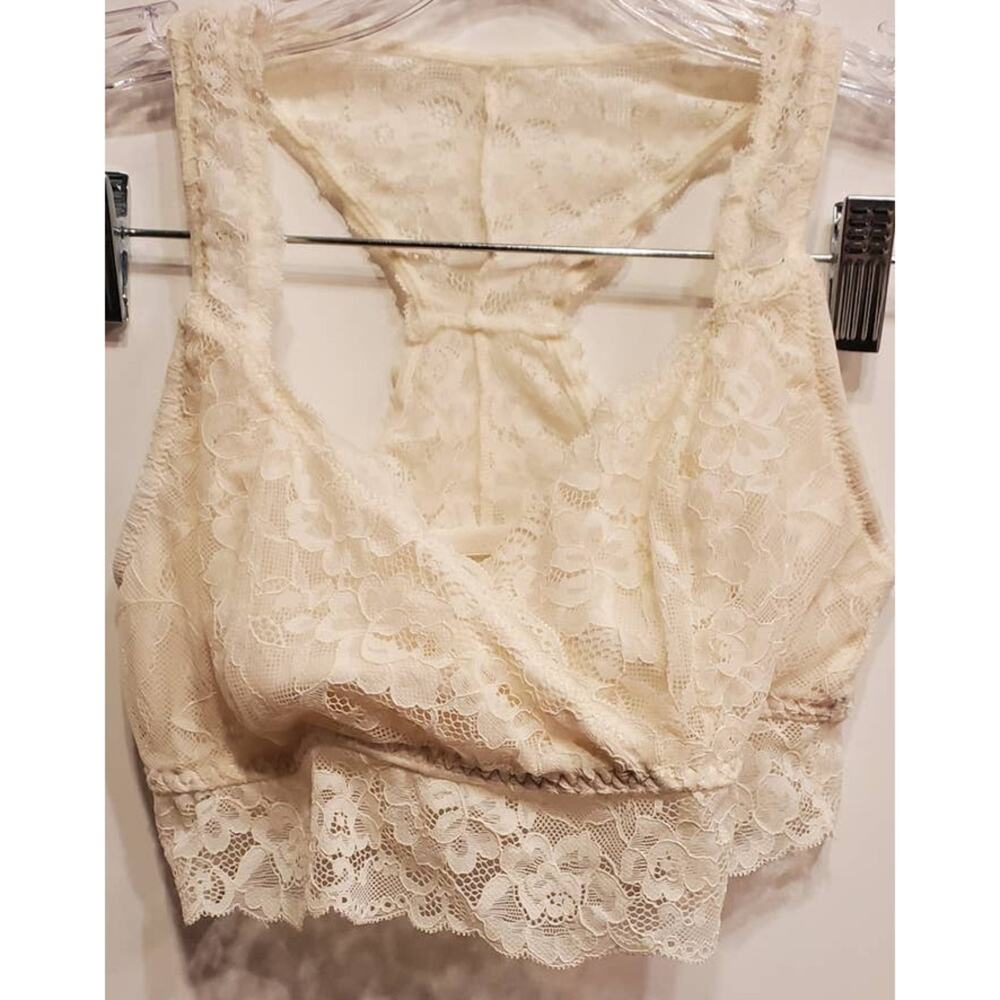 MOTHERHOOD Maternity Cream Bralette With Lace wrap Bra Size Small